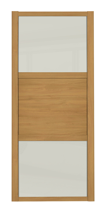 Shaker Wideline, oak framed, arctic white glass/oak/arctic white glass door
