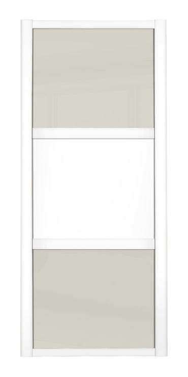 Shaker Wideline, white framed, arctic white glass/white/arctic white glass door