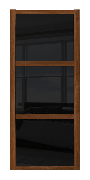 Shaker Wideline, walnut framed, black glass/black glass/black glass door