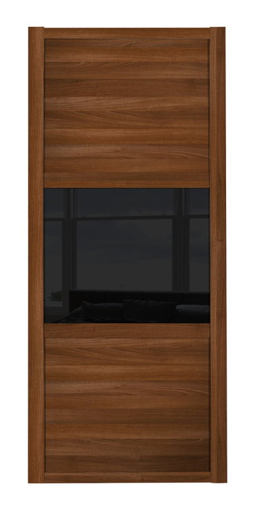 Shaker Wideline, walnut framed, walnut/black glass/walnut door