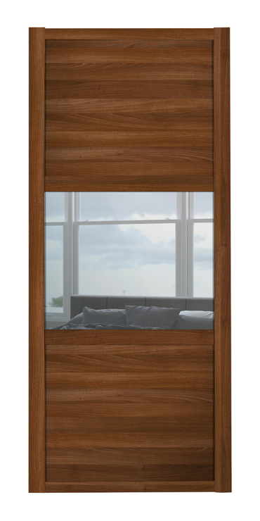 Shaker Wideline, walnut framed, walnut/mirror/walnut door