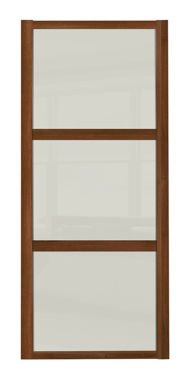 Shaker Wideline, walnut framed, arctic white glass/arctic white glass/arctic white glass door