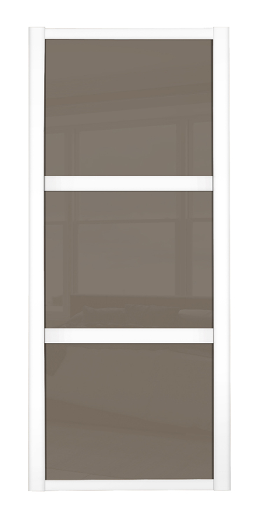 Shaker Wideline, white framed, cappuccino glass/cappuccino glass/cappuccino glass door