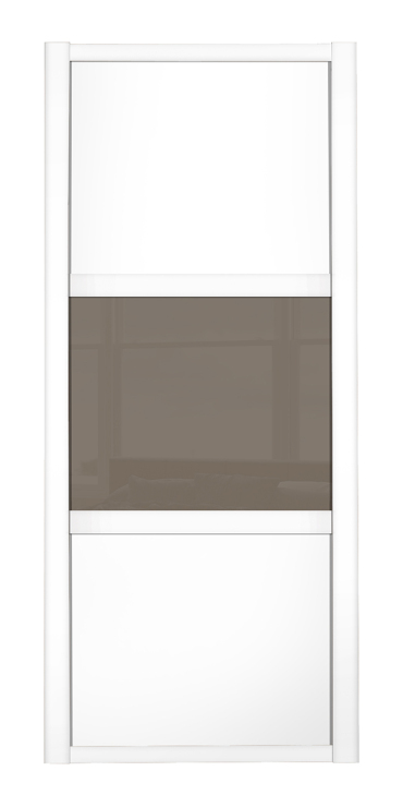 Shaker Wideline, Wideline, white framed, white/cappuccino glass/white door