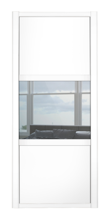 Shaker Wideline, white framed, white/mirror/white door