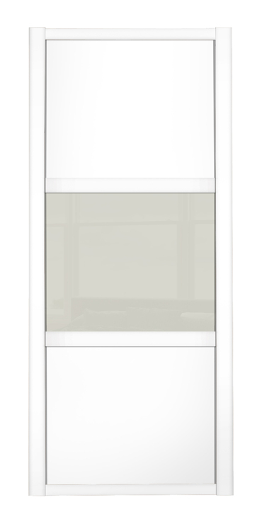 Shaker Wideline, white framed, white/arctic white glass/white door