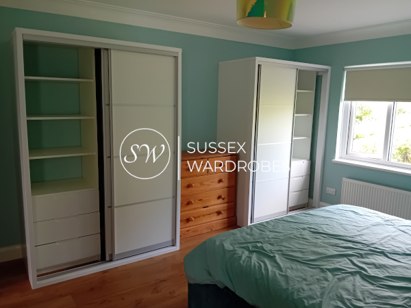 Our finished sliding wardrobes. Shown with the doors open